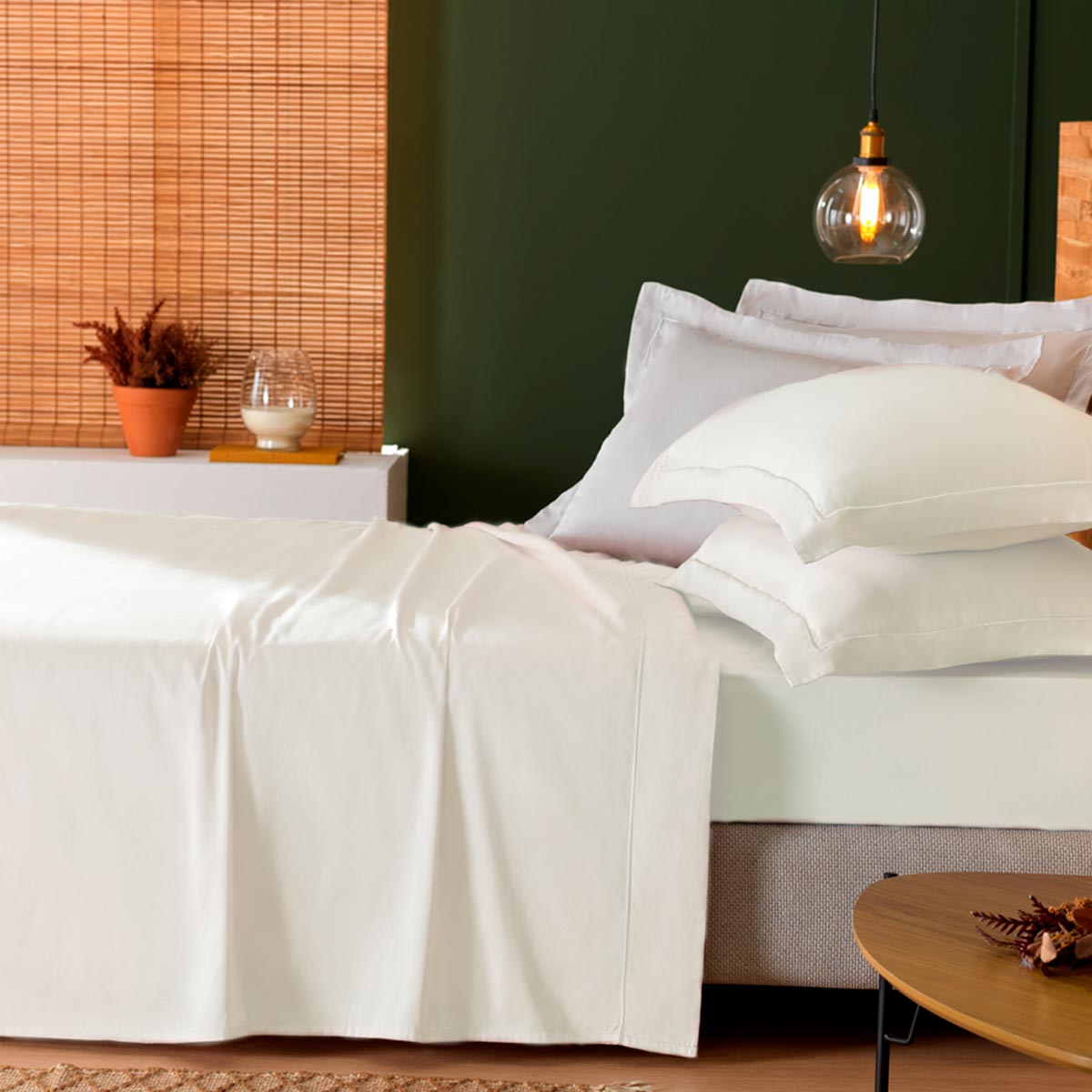 Jogo de Cama Treccenti Percal 300 fios Off White - Casal