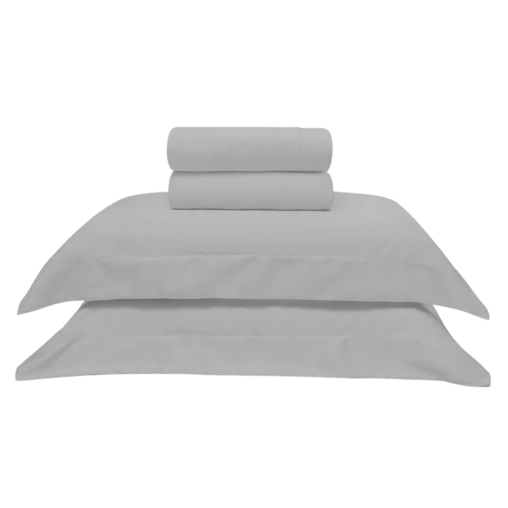 Jogo de Cama 300 Fios Cetim Cinza - Queen