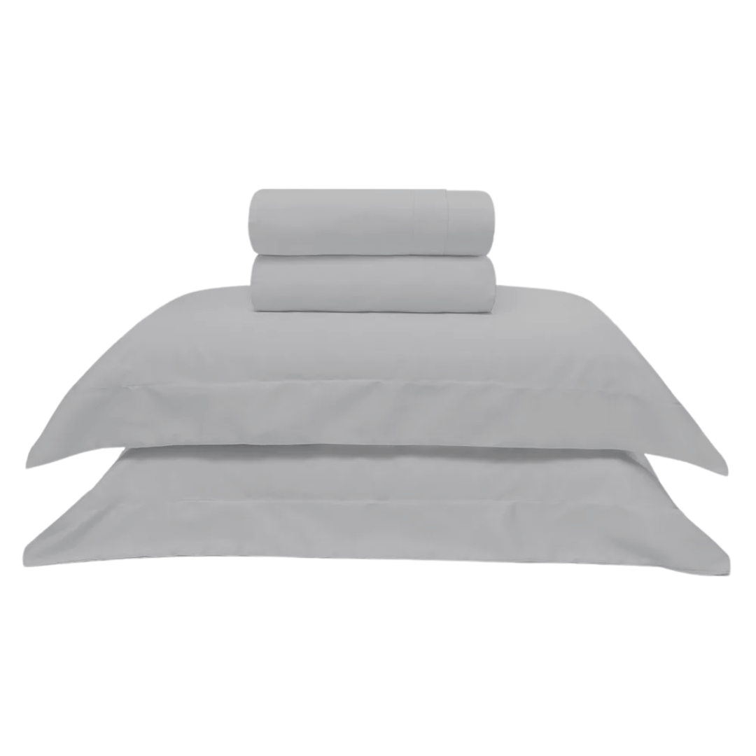 Jogo de Cama 300 Fios Cetim Cinza - Queen