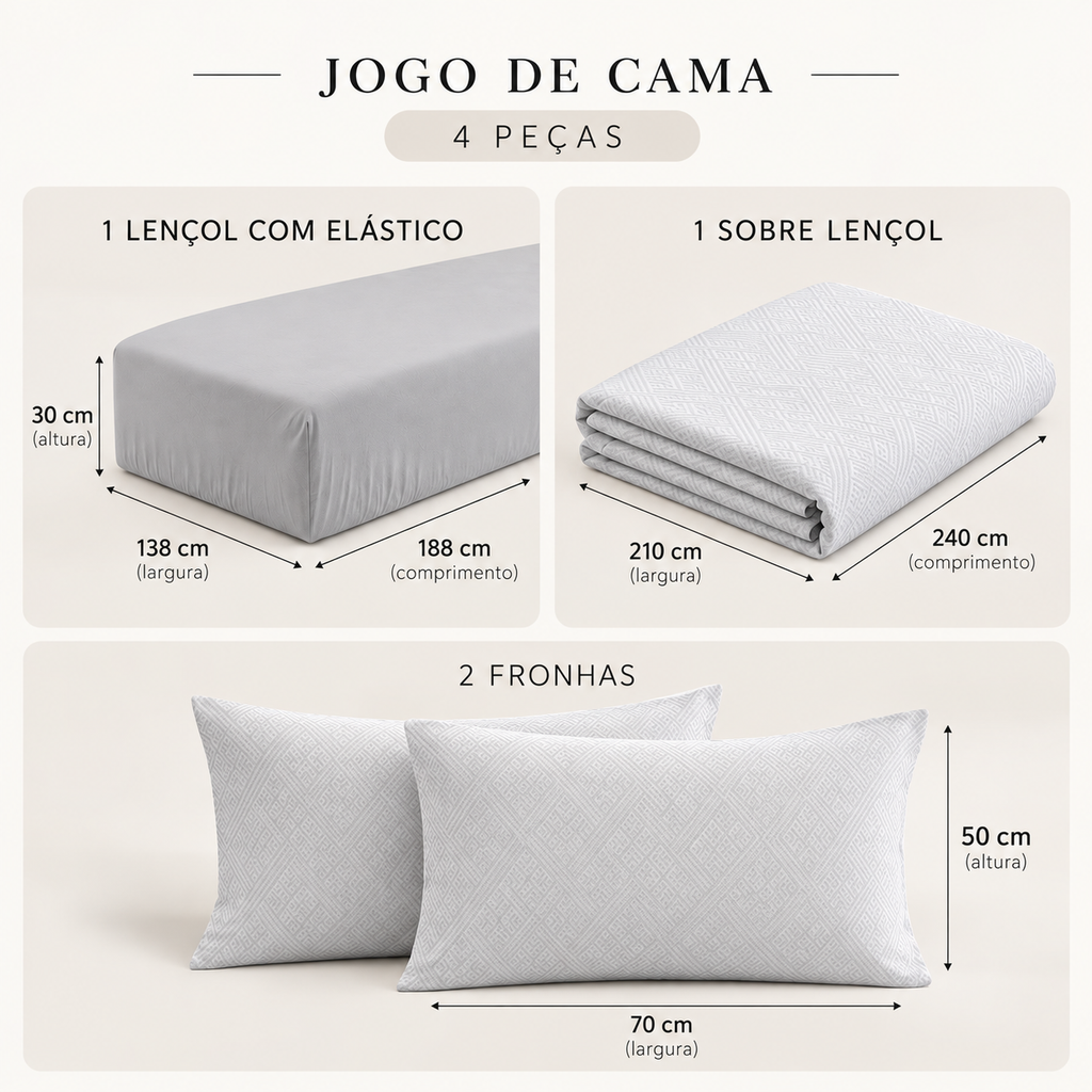Jogo de Cama Toque Aveludado Basicasa Diamond - Casal