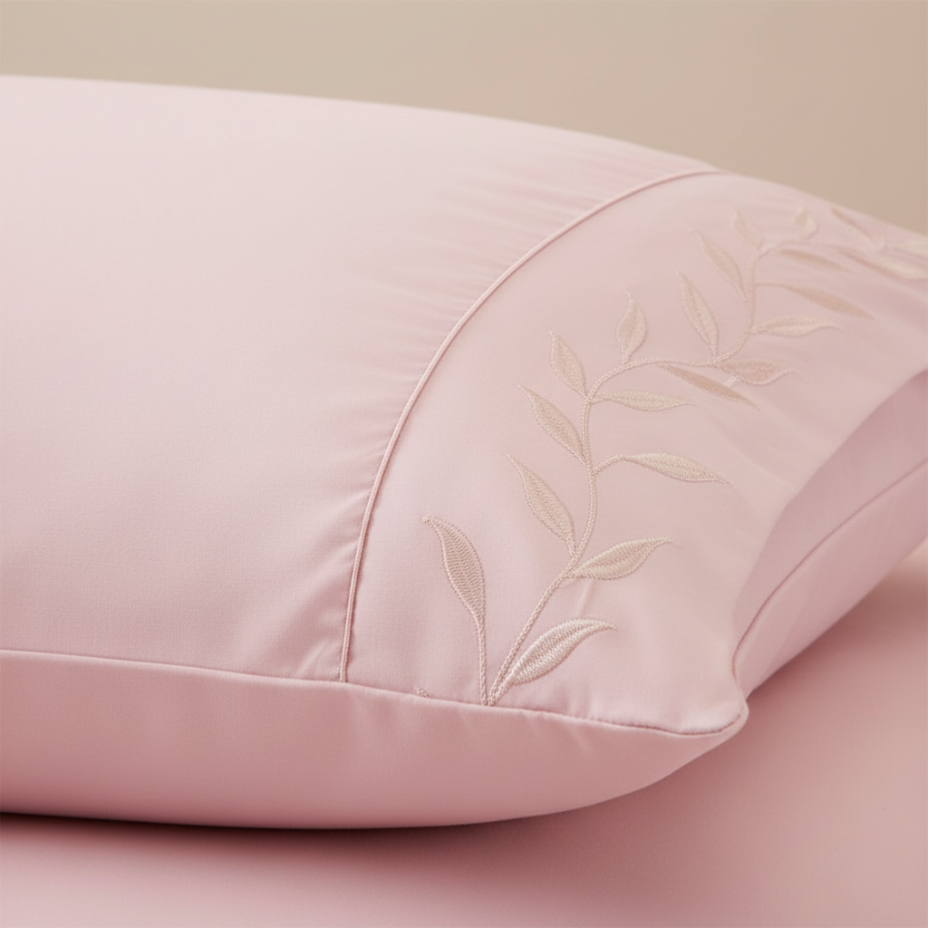Jogo de Cama Basicasa Bordado Rosa - close fronha bordada