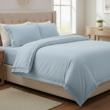 Jogo de Cama Basicasa Bordado Azul - cama arrumada estilo editorial