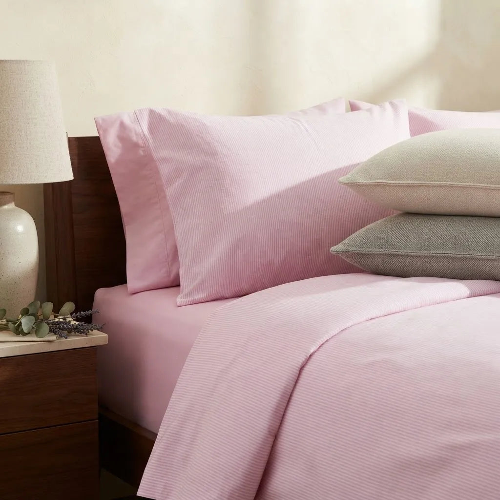 Jogo de Cama Toque Aveludado Basicasa Listra Rosa - Solteiro