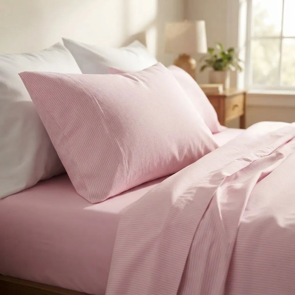 Jogo de Cama Toque Aveludado Basicasa Listra Rosa - Solteiro
