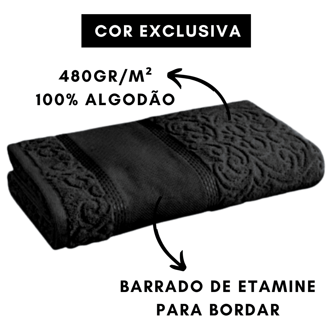 Toalha de Banho para Bordar Karsten Melina Preta