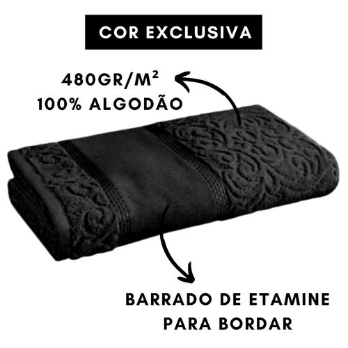Toalha de Banho para Bordar Karsten Melina Preta